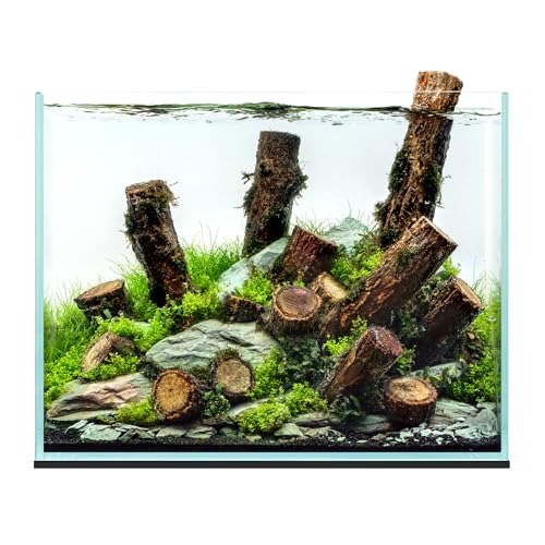 Image of Ultum Nature Systems Ultra Clear Rimless Aquarium - Low Iron Glass Fish Tank with 45 Mitered Edges, 5mm-12mm Thick, Leveling Mat Included (3T, Tall, 3.4 Gallon)