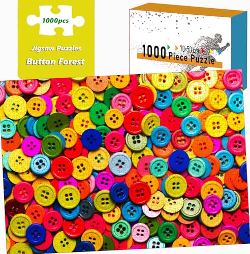 HUADADA Jigsaw Puzzles for Adults 1000 Piece Jigsaw Puzzles for Adults Challenging Game Puzzles with Letters on Back?Button Forest?