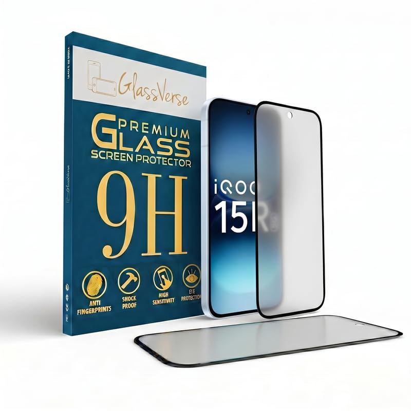 Image of GlassVerse D+ Matte Tempered Glass With 18H Hardness For IQOO 15R (PACK OF 1) with Free Installation Kit. Full screen Coverage - 6.59 inch