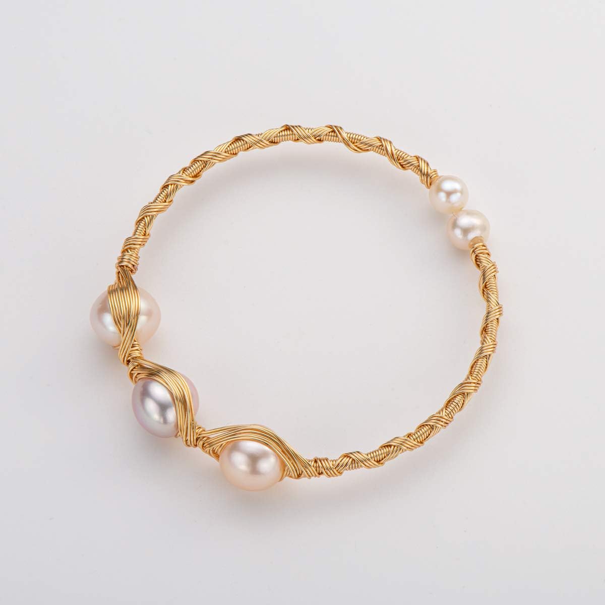 Pearl Bangle for Women, Freshwater Cultured Pearl Open Cuff Wrap Bangle Bracelets Jewelry Gifts for Wife Mom