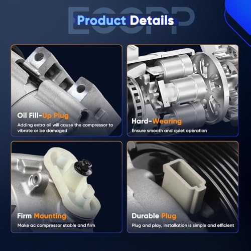 Image of ECCPP AC Compressor 2002-2007 for Ford for F-150 for F-250 for F-350 for F-450 for F-550 Super Duty AC Compressor with Clutch