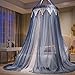 Zanzariera Princess, zanzariera a cupola, baldacchino per letto con protezione efficace a 360° per camera da letto per ragazze,Blu,1.5m