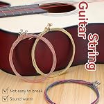 3Pcs 6 Chaînes de guitare acoustiques avec 0.46mm 8 Set de sélections pour les débutants de guitare acoustique électrique 6 Ensemble de cordes Chaîne d'acier Or/Brass/Remplacement de cordes de guitare multicolore