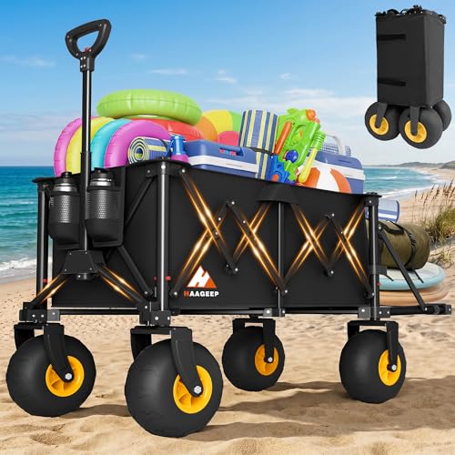 Heavy Duty Collapsible Beach Wagon with Large Wheels