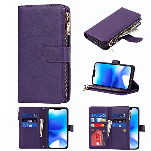 Cavor For Iphone 14 Plus Wallet Case For Women Men,Phone Case For Iphone 14 Plus Case With Strap And Stand,Iphone 14 Plus Case With Card Holder Leather Shockproof Magnetic Protective Cover,Purple #TOP6