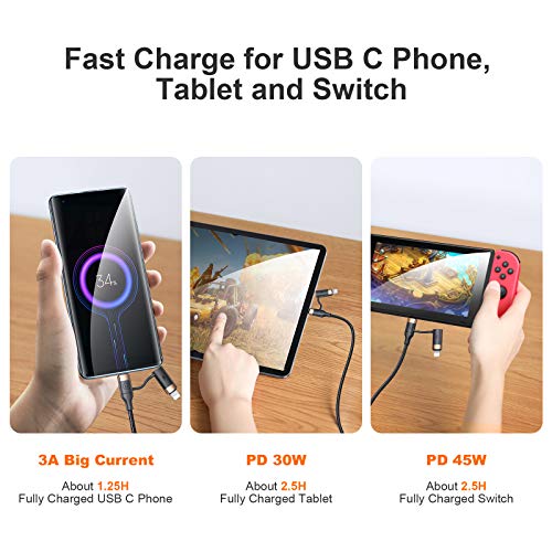 Mjems USB C CABLE C Multi Fast Charging Cable Pd 60W Nylon Braided Cord 4-In-1 3A Usb/C To Type C/Phone Fast Sync Charger Adapter Compatible With Laptop/Tablet/Phone thumb #4