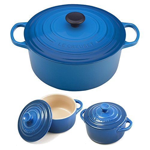 Le Creuset Signature Marseille Blue Enameled Cast Iron 7.25 Quart Round