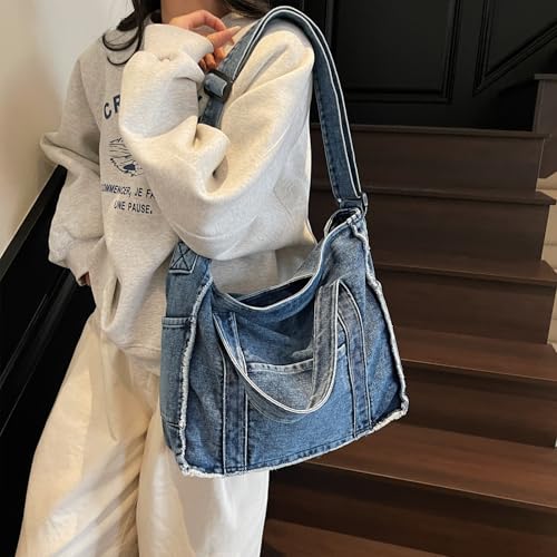 Denim Tote Bags for Women Jean Purse Casual Denim Handbag Large Capacity Crossbody Shoulder Bag3
