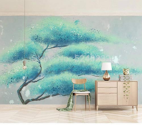 Papier peint 3D arbre vert abstrait pour agrandir un salon moderne - 2