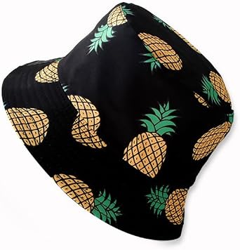 Unisex Reversible Bucket Hat, Pineapple, Packable Lightweight, Summer Beach Sun Hat