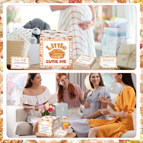 Image of Teling 51 Pieces Diaper Raffle Tickets with Card Box,Little Cutie Pie