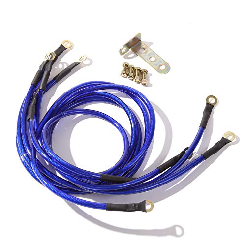 汎用アーシングケーブルKIT / ブルー5本SET / ターミナル付属/国内検品/お急ぎ便対応 /