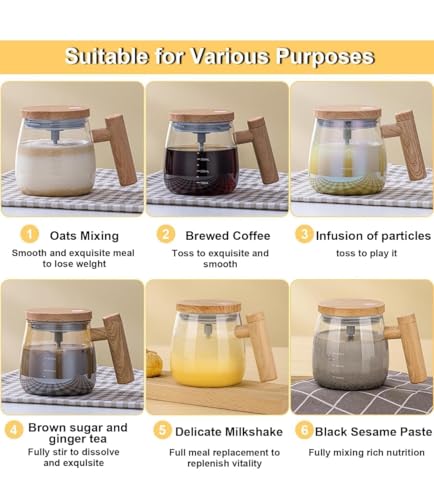 Image of Self-Stirring Coffee Mug 400ml - Electric Automatic Mixing Cup with Lid, Borosilicate, Rechargeable Operated Blender for Coffee-Milk-Protein Shakes, Portable Mug for Home, Office & Travel