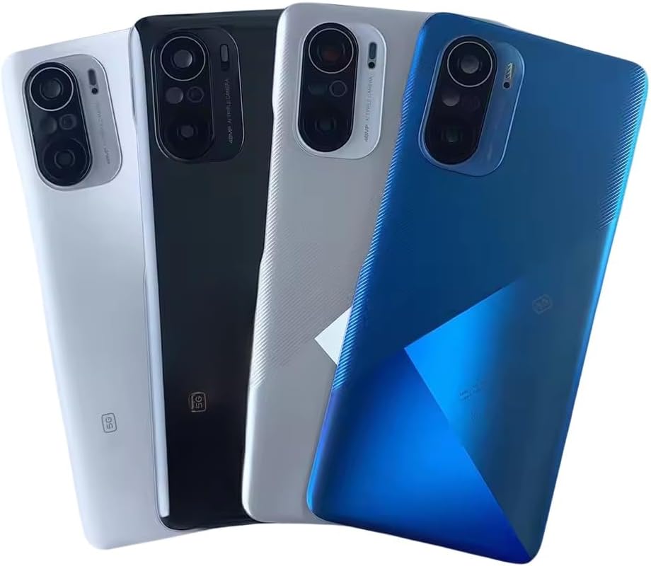 for Xiaomi Poco F3 5G Glass Back Battery Cover Replacement Rear Housing Door Case with Camera Lens (Blue)