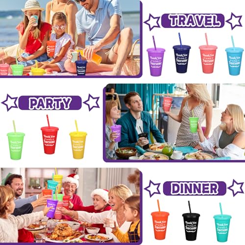 80-Pcs-Thank-You-Gifts-16-oz-Colorful-Tumbler-with-Straw-and-Lid-Plastic-Reusable-Cups-Thank-You-Mug-Tumbler-Water-Bottle-Cold-Drink-Travel-Mug-for-Kids-Adults-Birthday-Party-10-Colors
