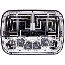 United Pacific 34137 Headlight, RH/LH, LED, Heated, 5 x 7, Rectangle, Black Housing, High/Low Beam