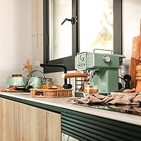 Cecotec Express-Kaffeemaschine Power Espresso 20 Tradizionale Light Green, 1350 W, Espresso und Cappuccino, 20 Bar und Thermoblock, Dampfdüse, Manometer, Vintage-Design, 1,5 Liter Kapazität – Ansicht 4