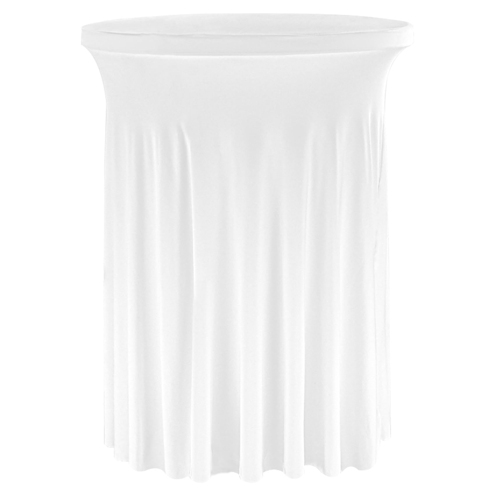 Fivenl Spandex Cocktail Table Skirt 32"x 43" White Stretch Cocktail Table Cover, Washable Round High Top Tablecloth for Bar, Wedding, Party, Events (White)