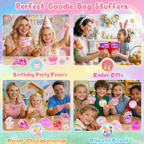 Image of 12 Pack Slimes, Pink Slime Kids, Clear Butter Cloud Slime kit for Girls Ages 8-12, for Kids Slime Party Favors Goodie Bag Easter Basket Stuffers, 4 5 6 7 8 9 10 Year Old Girl Birthday Gift Cute Stuff