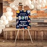 Personalized Baby Shower Sign, Houston We Have A Boy Baby Shower Welcome Sign, Outer Space Spaceship Planets Welcome Sign, Rocket Ship Welcome Sign, Baby Shower Welcome Sign