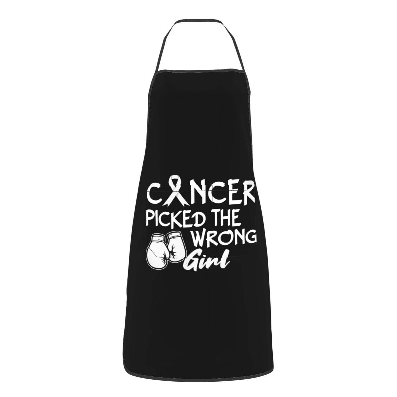 nopicsn Cancer Picked The Wrong Girl Lung Cancer Apron for cooking with Pockets Women Men Kitchen Chef Funny Aprons