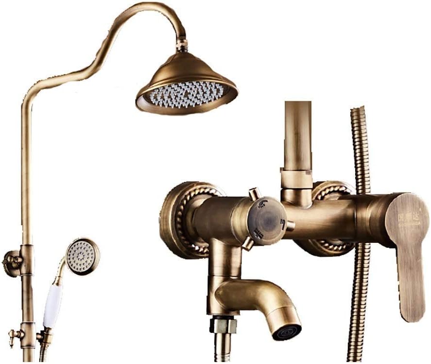 HIGOH Bath Shower, Faucet Set Shower Kits European Antique Shower Push