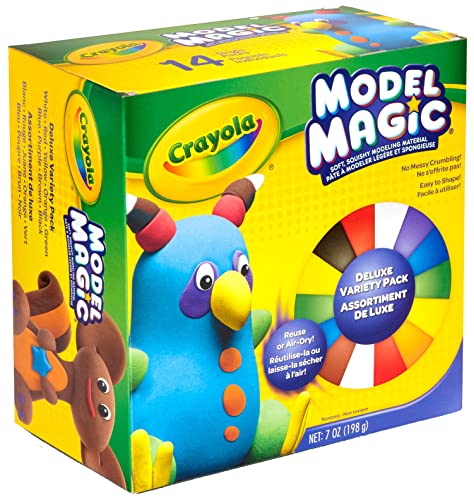 Crayola Model Magic White, 1 Oz, Air Dry Modeling Clay For Kids, Bulk School Supplies For Teachers, 75 Count & Model Magic Deluxe Variety Pack, 14 / Pack, Net .7 Ounce #TOP5