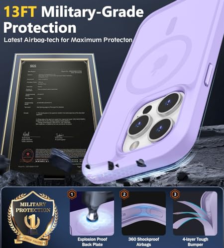 Image of BossKiss Compatible with iPhone 15 Pro Case, [Compatible with Magsafe] [Screen+Camera Protector] Magnetic Translucent Matte Women Men Girl Protective Cover for iPhone 15 Pro 6.1 inch, Light Purple