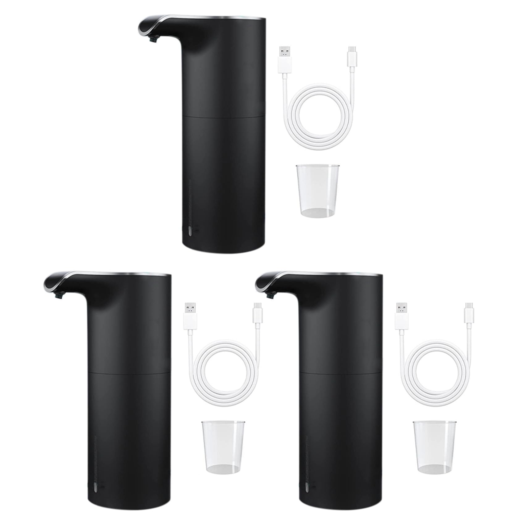 Vjsujehgy 3X Automatic Soap Dispenser Black, Foam Soap Dispenser Rechargeable Non-Contact Automatic Soap Dispenser for Bathroom