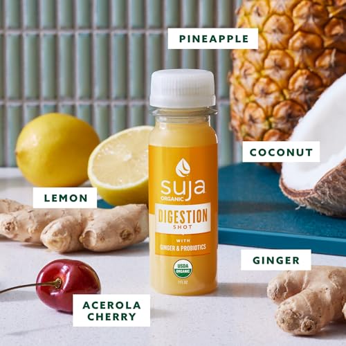 Image of Suja Organic Gut Health Shots and Juice Variety Pack | 10 Digestion Shots and 6 Vibrant Probiotic Juices | Plant-Based & Gluten Free (2 fl oz Shots /Pack of 10, 12 fl oz Juices /Pack of 6)