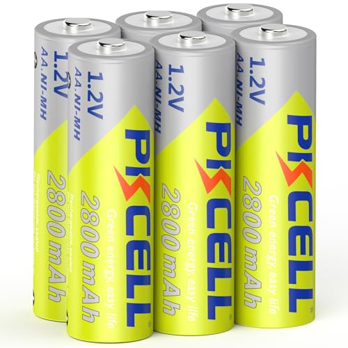 PKCELL Rechargeable AA Batteries, 1.2V 2800mAh NiMH Low Self- Discharge Double A Batteries, High Capacity and Pre-Charged Battery for Outdoor Solar Light, Ground Lights, Flashlights, Remotes - 6 Pack