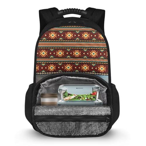 Aztec Western Horse Lunch Box Backpack for Women Insulated Lunch Backpack Men Boho Cooler Lunch Bag Work Laptop Backpacks With Cooler Compartment Cool Gifts for Nurses College Teacher Brown2