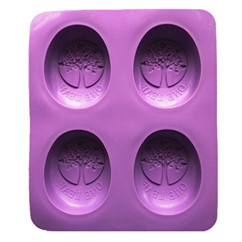 Allforhome 4 Cavity Tree of Life One Leaf Oval Soap Molds Silicone Soap DIY Molds Handmade Soap Making Moulds