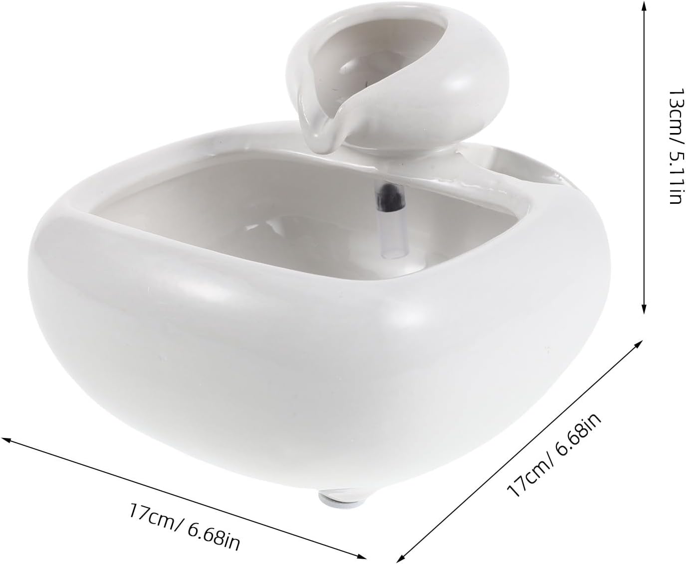 Ceramic Desktop Water Feature with Flowing Water and Fresh Air Enhancement, Mini Tabletop Fountain for Plants and Fish, Windowsill and Home Decor Ornament