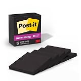 Post-it Super Sticky Notes, 5 Sticky Note Pads, 3 x 3 in., School Supplies, Office Products, Sticky Notes for Vertical Surfaces, Monitors, Walls and Windows, Black Onyx – view 1
