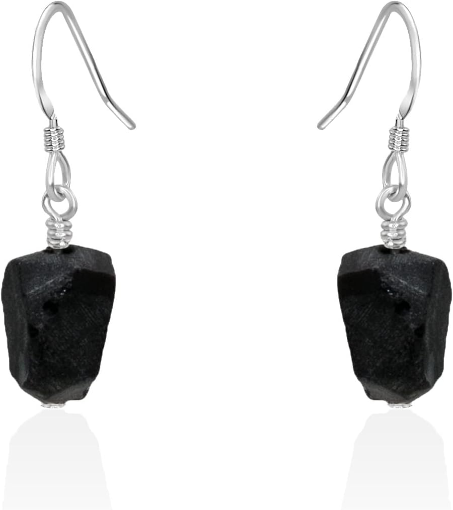 Luna Tide Obsidian Raw Nugget Earrings in Sterling Silver