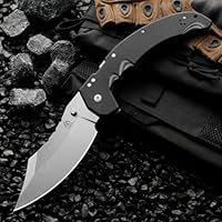 HUANG FU Outdoor Knife, Survival Knife, Folding Knife, Nylon Fiberglass Handle, Suitable for Outdoor Activities, Hiking and Hiking, Men's Gift (grey)