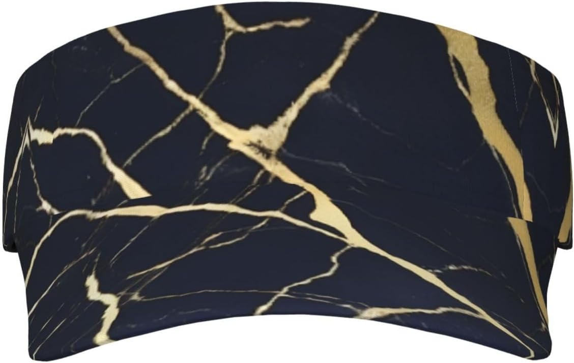 Marble Print Sun Visor Hats for Women Men Adjustable Sports Golf Running Sun Caps Black