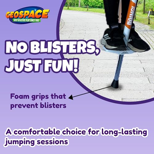 Geospace Jumparoo Boing! 'MAX' Large POGO Stick for Kids, Teens or Riders 90-160 lbs - Excellent Outdoor Active Play Toy - Improves Balance, Coordination as Well Exercise & Fitness (Black/Orange) - Thumbnail 2