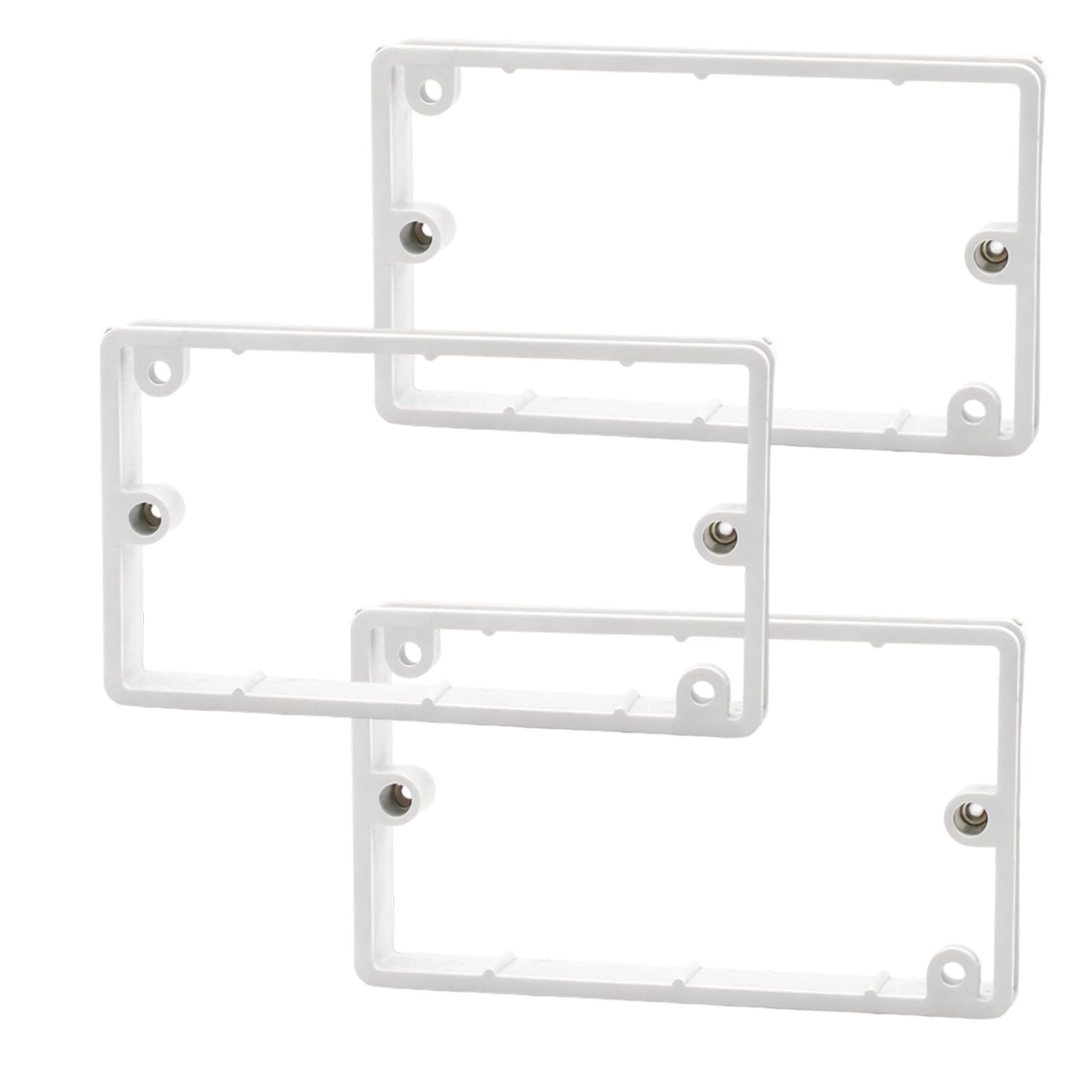 Socket Spacer, Double Socket Surround, Double Plug Socket Surround, Light Switch Spacer, White Spacers for Wall Socket Installation, Set of Three Double Socket Spacers