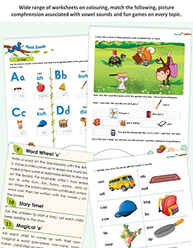 Image of Woodsnipe Tiny Blossoms - English C | Phonics Book with STICKERS for UKG | Age 4-6 Years | Learn Vowels and Consonants, Rhyming Words, Vocabulary, Word tracing, Sight words | In line with NEP 2020