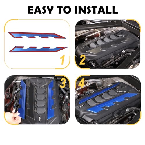 Image of CHEAYAR Engine Bay Panel Cover Compatible with Chevrolet Corvette C8 2020-2023, Engine Shroud Cover Panel Trims, C8 Accessories 2PCS (Engine Compartment Cover - Blue)