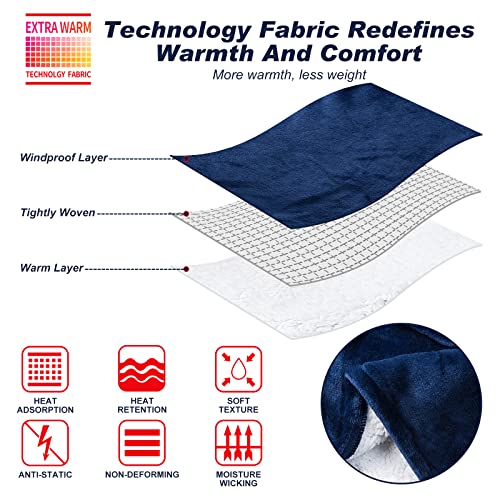 Convend Oversized Wearable Blanket Hoodie With Giant Pocket (Pet Favorites),Blanket Sweatshirt For Women And Men,Thick Flannel Blanket With Sleeves (Navy) #TOP1