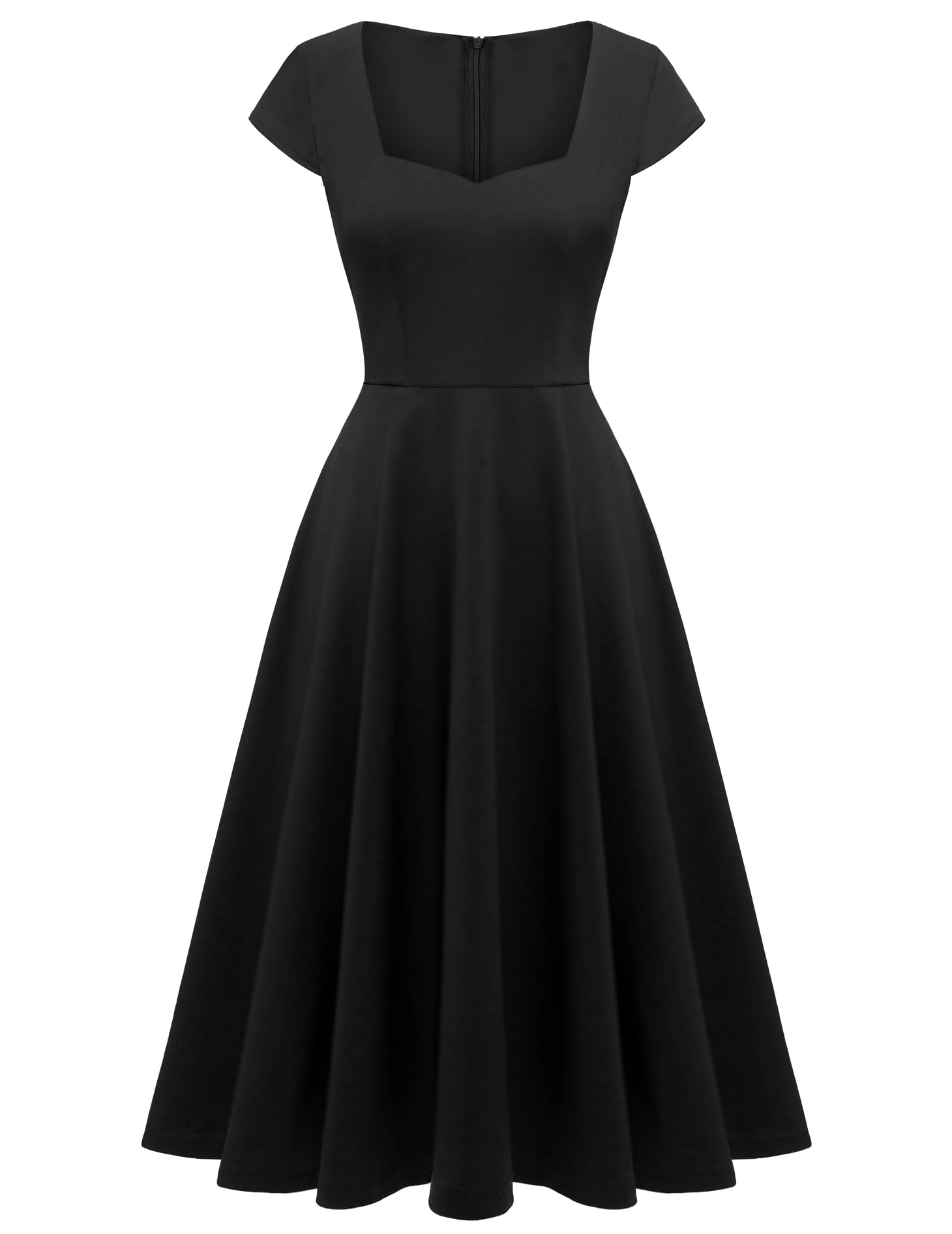 BeryLove Robe de cocktail pour femme - Élégante - Vintage - Rockabilly - Col en cœur - Robe de soirée midi