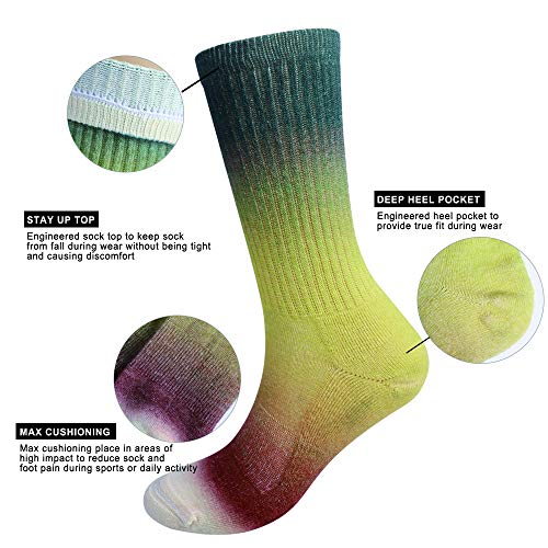 EnerWear 4 Pack Women's Merino Wool Outdoor Hiking Trail Crew Sock (US, Numeric, 9, 11, Regular, Regular, Gradient Green)2
