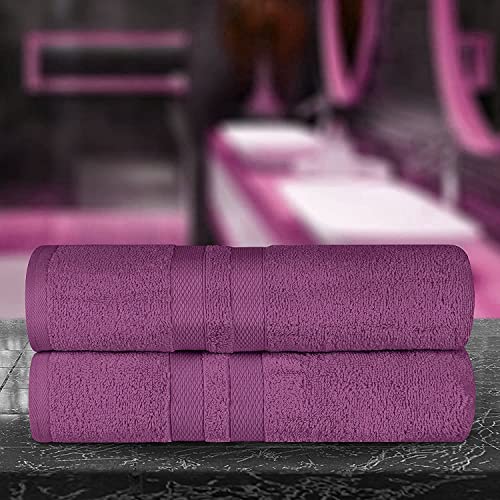 Wholesale Trade Dealz Pack of 2 Large Jumbo Bath Sheet Towels(75 x 150 cm) 100% Egyptian Cotton Big Bath Sheets Quick dry & Absorbent (Purple, Cotton) - Image 3