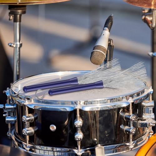Batiyeer 1 Pair Drum Brushes Retractable Wire Drum and Percussion Brushes Drum Sticks Brush with Comfortable Rubber Handles Drum Set Accessories - Thumbnail 7