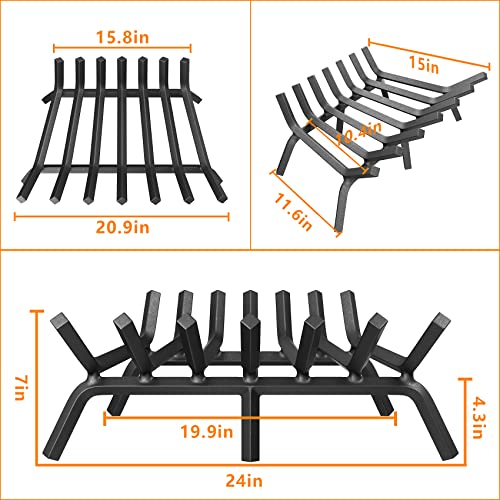 Mr Ironstone Fireplace Grate 24 Inch Solid Steel Heavy Duty Firewood Log Burning Rack Fire Grates For Outdoor Kindling Tools Pit Indoor Fireplace Log Holder Wrought Iron Wood Stove thumb #5