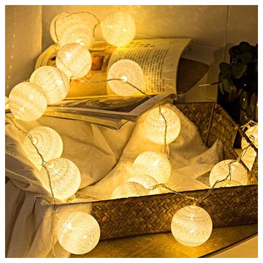 Anordsem Battery String Light Indoor: 6.88Ft/10 LED Cotton Ball Lanterns 2 Pack - Fairy Cozy Lighting Hanging Deco for Bedroom Party - Christmas Gifts for Babies Adults 25-50