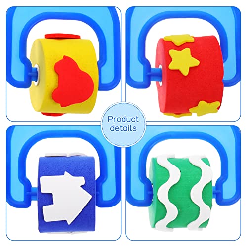 Stobok 8Pcs Drawing Sponge Roller Brush Foam Painting Stamper Brush Kids Paint Graffiti Diy Tool With Handle For Arts Craft Painting Drawing Blue #TOP4